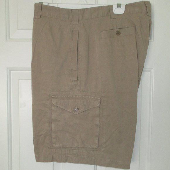 Island Republic Mens Flat Front Camel Tan Silk Cotton Cargo Short Pant-Size 41W* - Picture 1 of 2